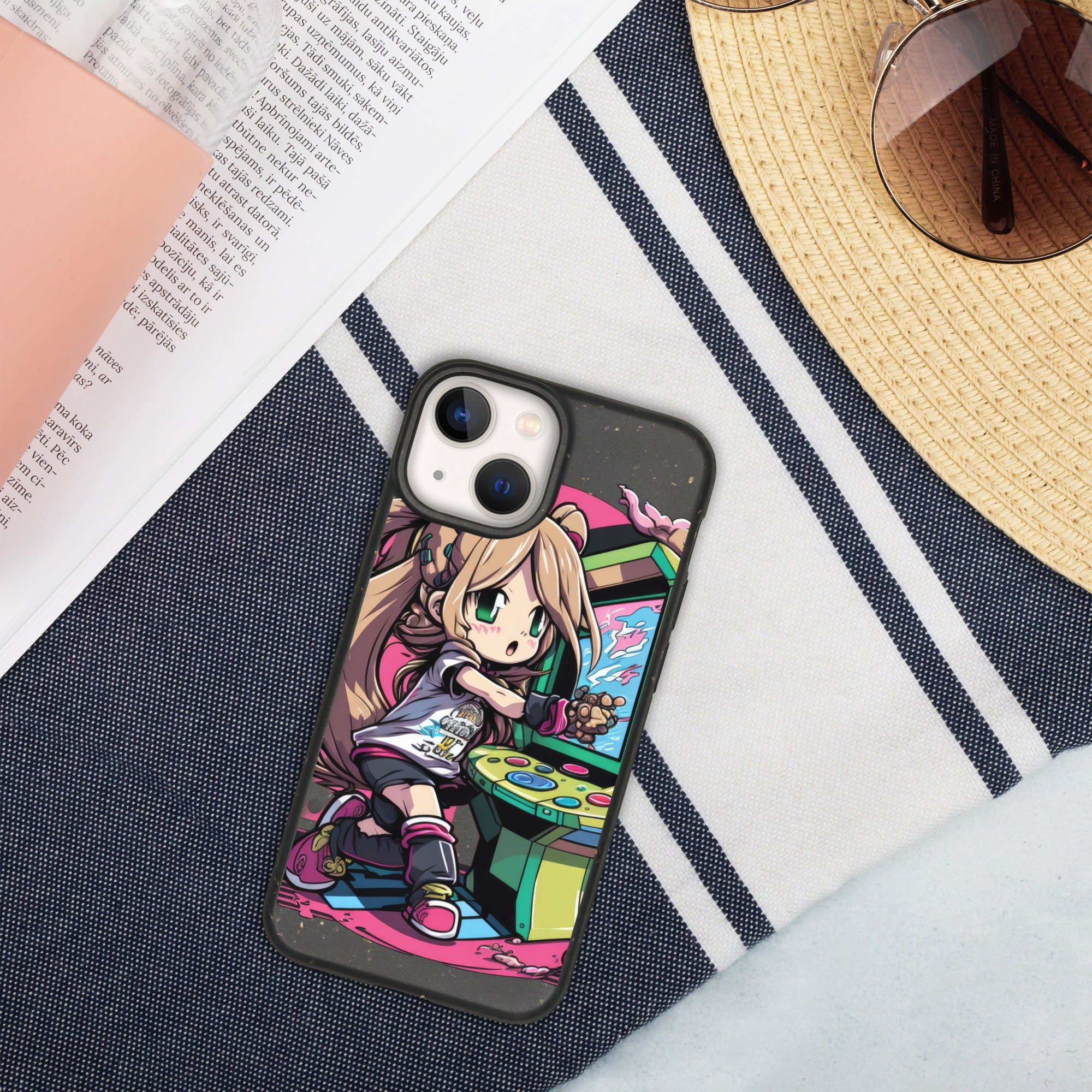 Chibi Girl Arcade Gaming Iphone Case Cute Anime Style Full Etsy