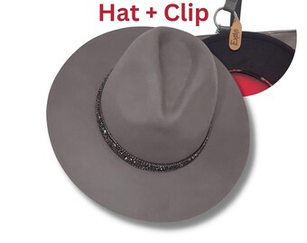 Wool Fedora: Women's Wide Brim Grey Felt Hat