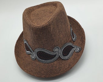 Fedora hat for women, Brown straw beach hat, Sun fedora hat for women, Summer fedora hat