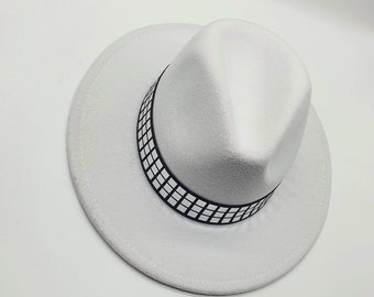 Weißer Fedora Hut für Frau, Weißer Frauenhut, Weißer Wollfilzhut, Weicher Filzhut weiße Frauenhut, Fedora mit breiter Krempe