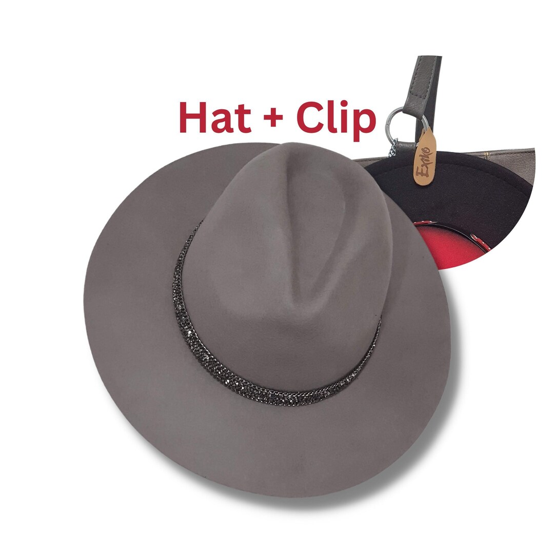 Womens Wide-Brim Felt Fedora Hat in Charcoal Gray Scottie Wide Brim Fedora | Women main image 2
