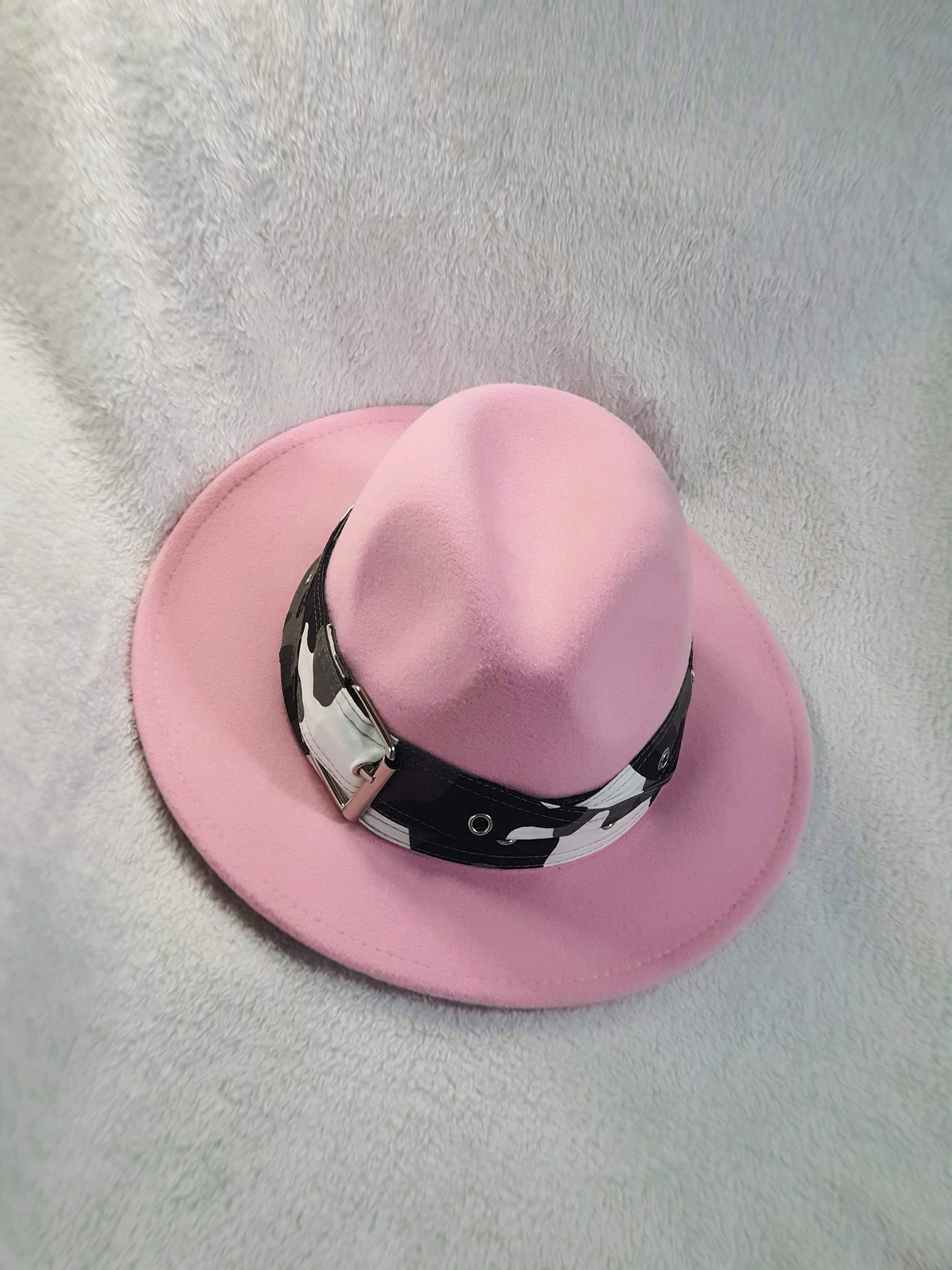 Pink fedora wool hat, Felt hat 