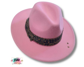 Boho antieke roze fedora hoed, roze fedora hoed voor vrouw