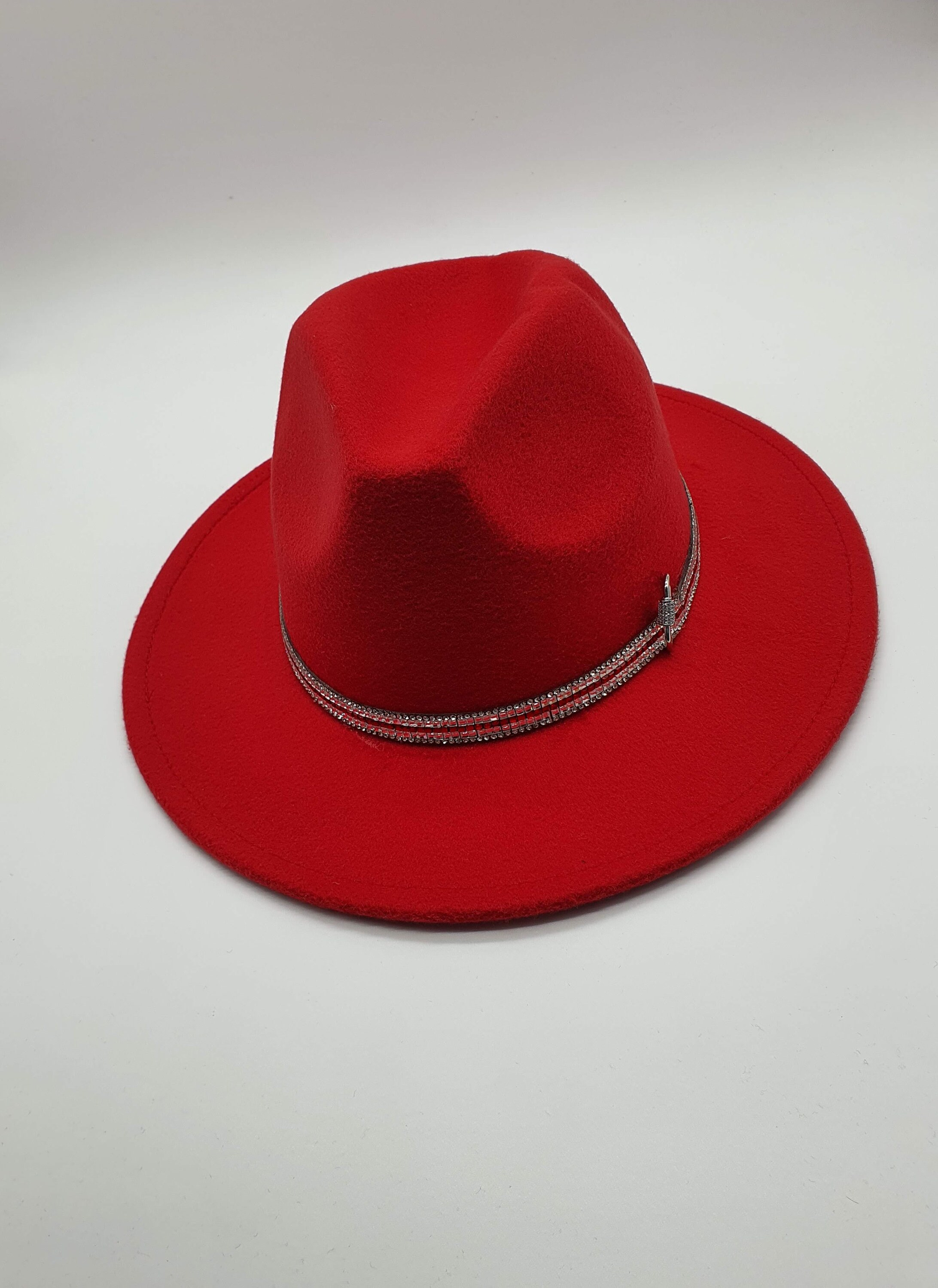 Red Fedora Hat for Women Wool Woman Hat 