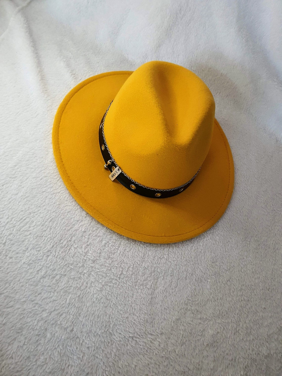 Wool Fedora Hat for Woman Golden Yellow Fedora Hat Wide Brim Etsy