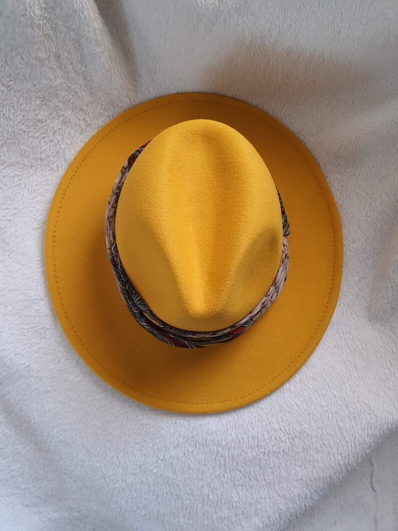 Golden yellow fedora hat for woman Wool fedora hat for woman Etsy