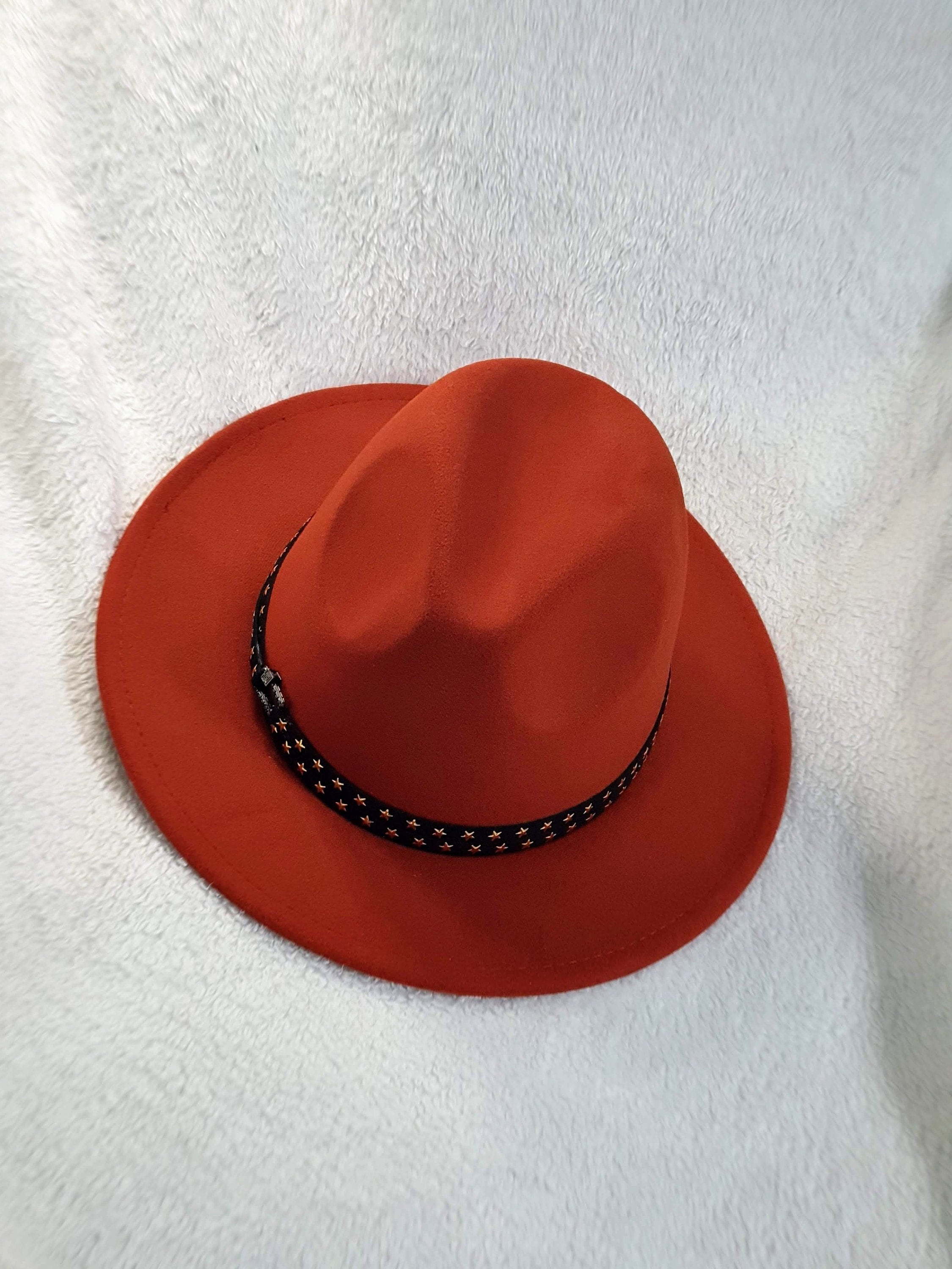 Burnt Orange Fedora Hat for Woman Wool 