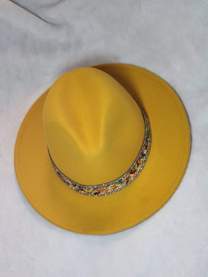 Fedora hat for woman Golden yellow hat for woman Wool fedora Etsy