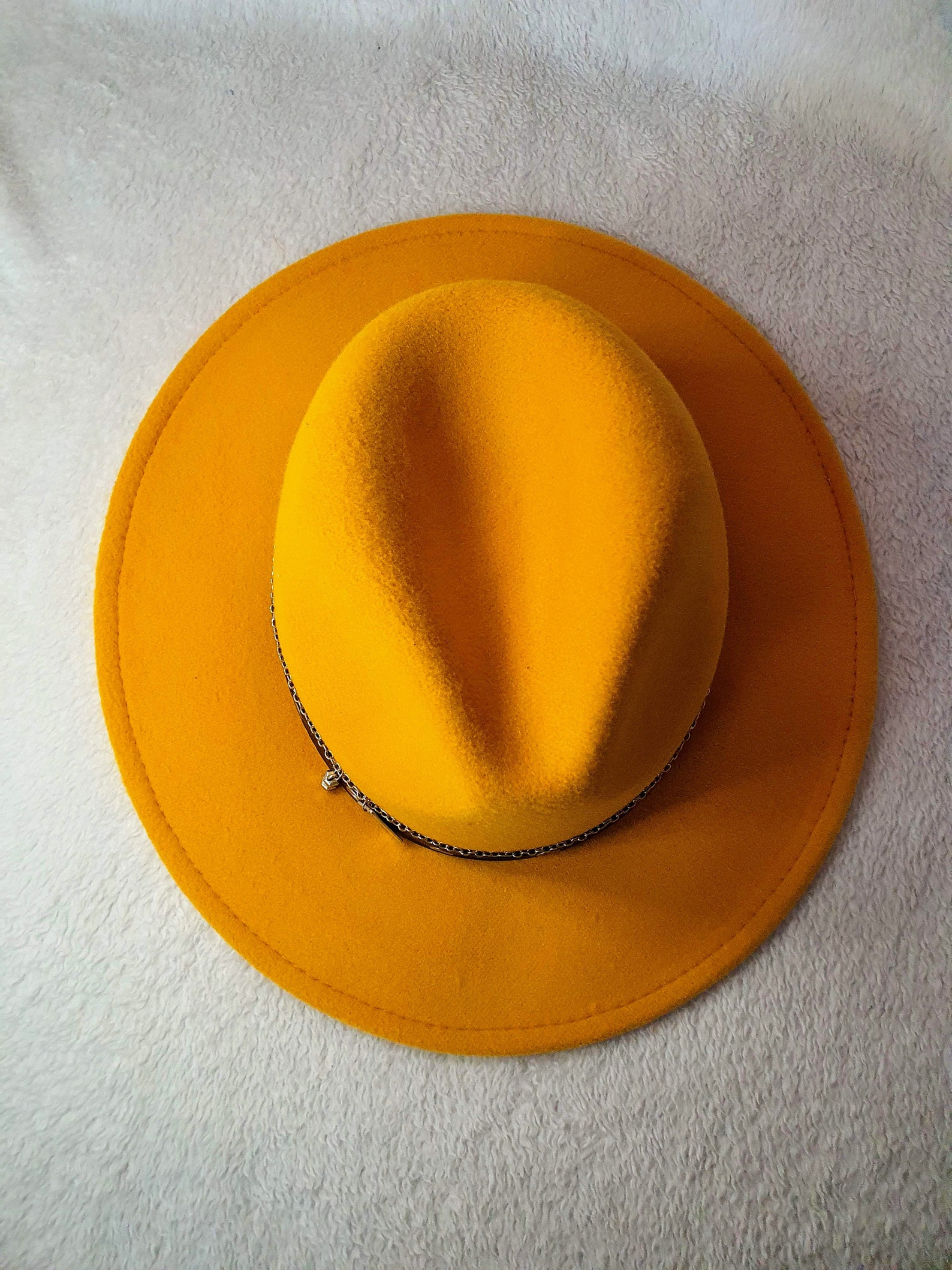 Wool fedora hat for woman Golden yellow fedora hat Wide brim Etsy
