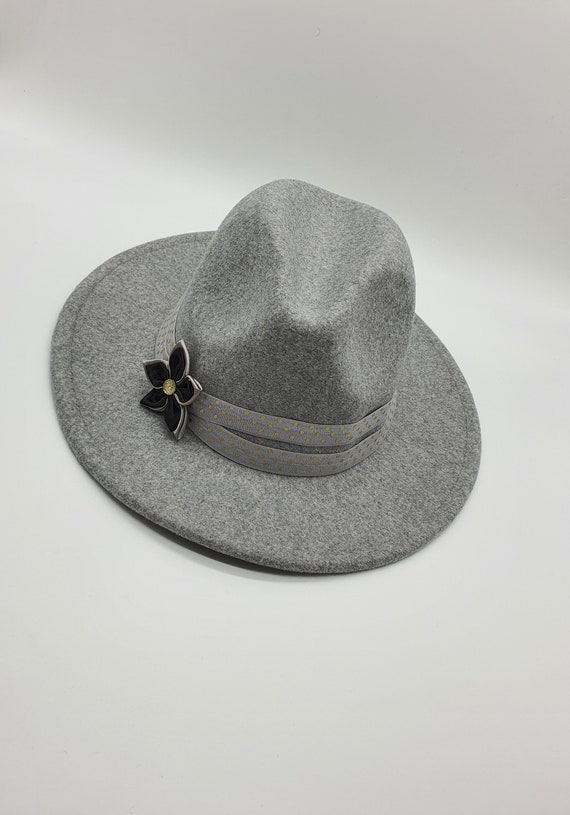 Fedora Hat for Woman, Stone Gray Fedora Hat for Woman, Wool  display picture 3