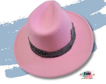 Boho antieke roze fedora hoed, roze fedora hoed voor vrouw