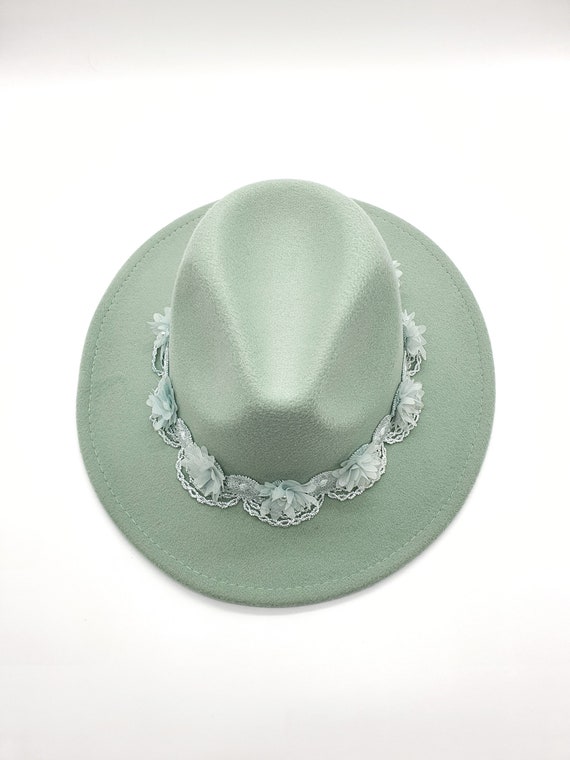 Watergreen Fedora Hat, Light Green Fedora Hat for Woman 