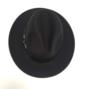 Black fedora hat, Wool black fedora, Wide brim fedora, Boho fedora hat