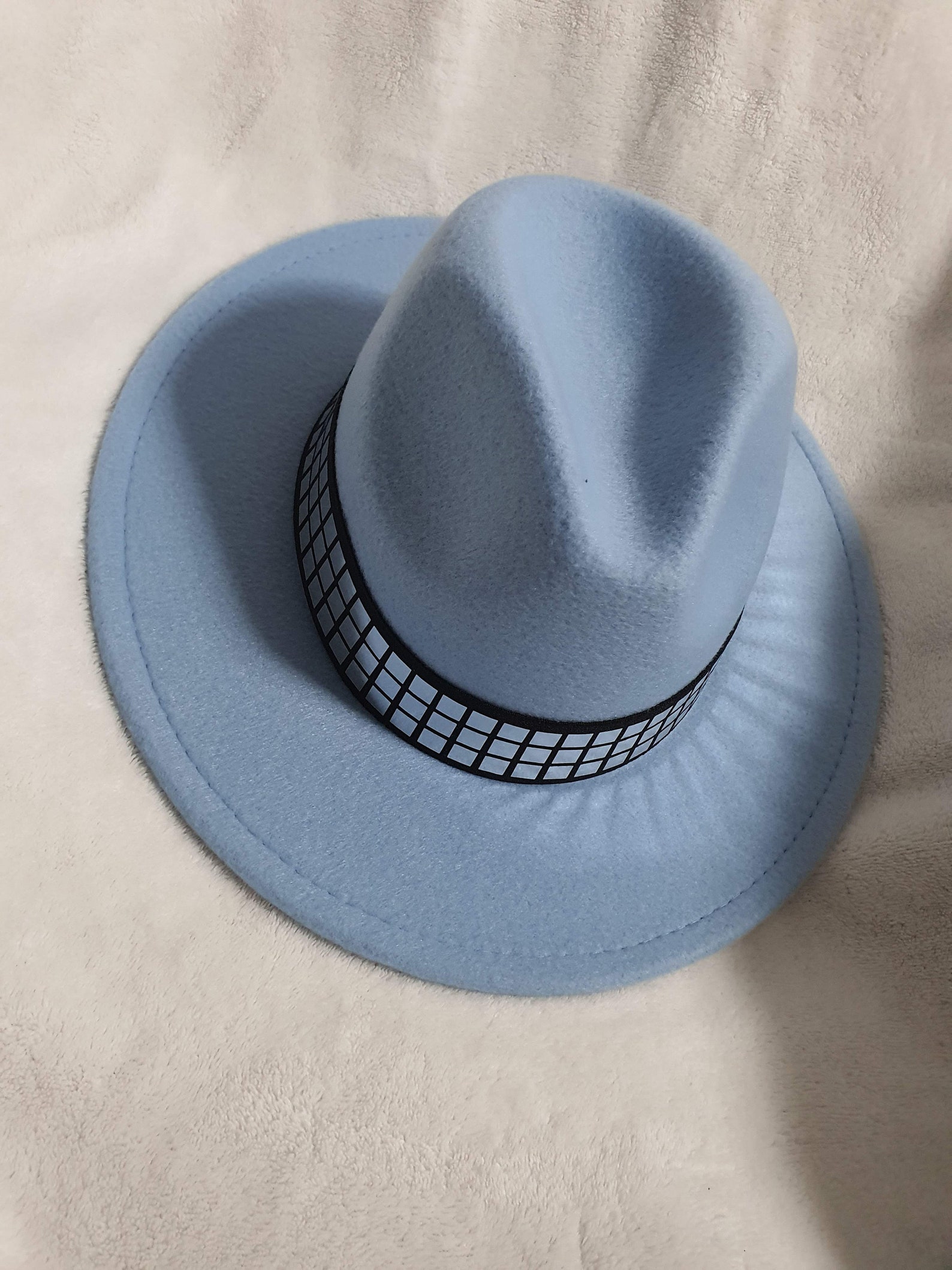 Sky blue fedora hat Light blue fedora hat for woman Wool Etsy