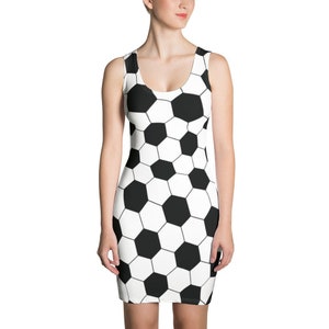 Soccer Dress, Soccer Ball Dress, Soccer Ball Print, Stitch Pattern, Womens Halloween Costume, Soccer Team, Futbul, Black And White Dress