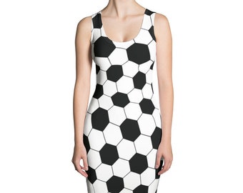 Fußball-Druck-Kleid, taillierte Polyester-Spandex-Mischung
