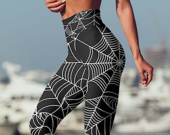 Spinnennetz Halloween Leggings - High Waist Yoga Kostüm