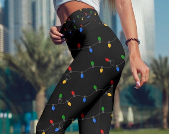 Weihnachten Leichte Leggings Weihnachten Muster Weihnachten Yoga Hose Schwarz Urlaub Outfit Weihnachtsbaum Für Mädchen und Frauen - Normale, Hohe Taille