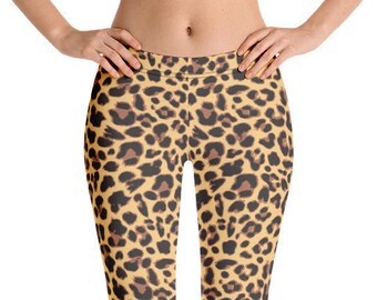 Leopardenmuster Hohe Taille Leggings, Spandex Mischung