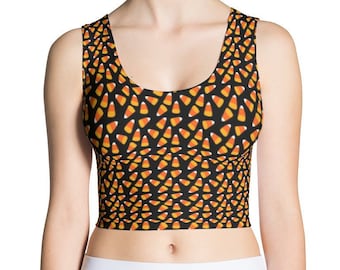 Candy Corn Shirt Black Halloween Crop Top
