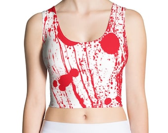 Blutspritzer-Crop-Top, Halloween-Kostüm-Shirt, Blutspritzer