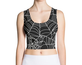 Spinnennetz Shirt schwarz Halloween Crop Top