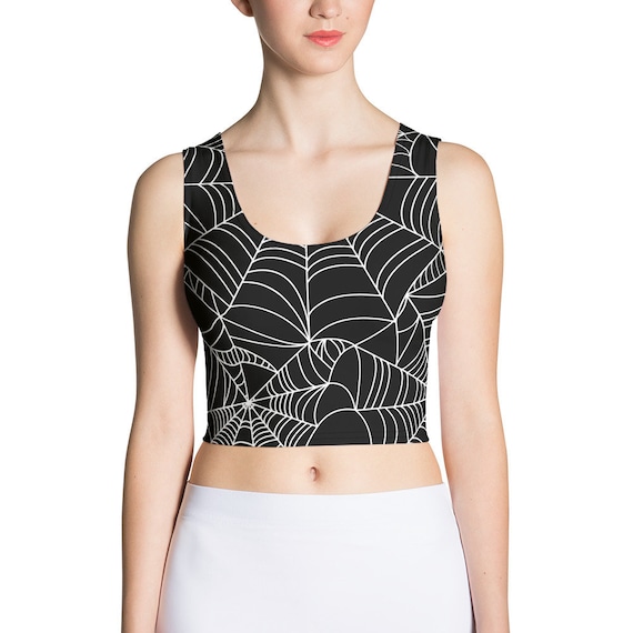 Spider Web Shirt Black Halloween Crop Top