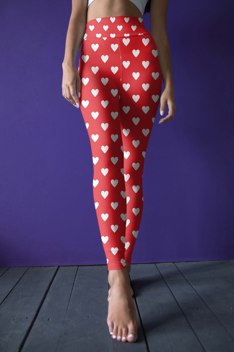 Heart Leggings Valentines Day Leggings Valentine Yoga Pants Etsy