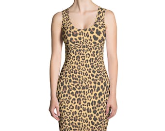 Leopard Muster Bodycon Kleid, Halloween Kostüm