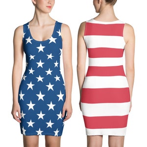 USA Flag Dress / Fourth Of July Dress / 4th Of July Dress / America Dress / Red White Blue Dress / Stars And Stripes Dress Women