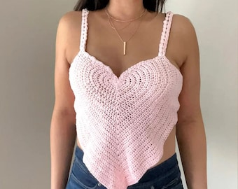 Patron PDF d'un débardeur à cœur au crochet, Saint-Valentin, tailles XS à 5XL + vidéo