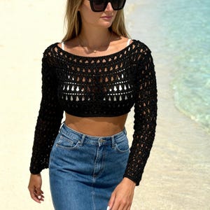 Crochet Lace Crop Top Digital Pattern, Mesh Beach Summer Lightweight, Beginner, All Sizes, + Video