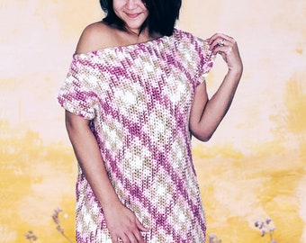 Off Shoulder Crochet Sweater Dress PDF Pattern, Planned Pooling, XS-5XL + Video