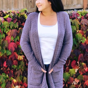 Crochet Oversized Cardigan Pattern with Pockets and Hoodie, Thumbhole Sleeves, Fall Baggy and Long Cardigan, XS - 4XL, Video tutorial, PDF