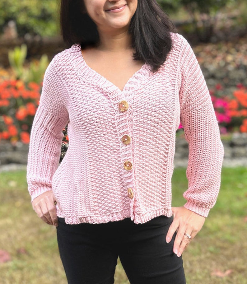 Crochet Button Up Cardigan PDF Pattern with inner Pockets, Soft & Drapey Fall Winter Crochet Cardigan All Sizes, Video tutorial