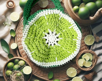 Crochet Purse Handbag Lime Bag PDF Pattern, Crochet Shoulder Bag Cute Crochet Bag Fun Fruity Lime Bag, Gift Ideas,