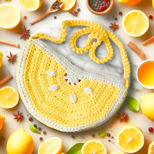 Crochet Crossbody Bag Lemon Wedge PDF Pattern, Crochet Purse, Handbag, Shoulder Bag, Cute Crochet Bag Fun Fruity Lemon Bag Gift Ideas