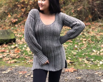 Crochet Sweater Dress PDF Pattern/  Crochet Top / Crochet Dress / XS - 5XL Adjustable size / Video tutorial