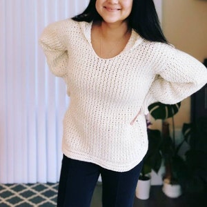 Crochet Hoodie Sweater PDF Pattern, Oversized Sweatshirt with Hidden Pockets, Baggy Jumper, Pullover, For Women, XS 5XL ,Video tutorial image 4