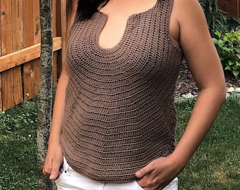 Crochet Top Pattern, Lightweight Summer Tank Top PDF with Video Tutorial, XS - 5XL