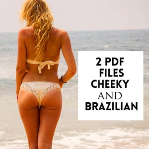 Crochet Bikini Bottom 2 PDF Patterns, Cheeky and Brazilian Styles, S - L , Video Tutorial