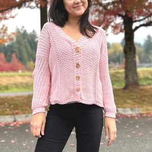 Crochet Button Up Cardigan PDF Pattern with inner Pockets, Soft & Drapey Fall Winter Crochet Cardigan All Sizes, Video tutorial