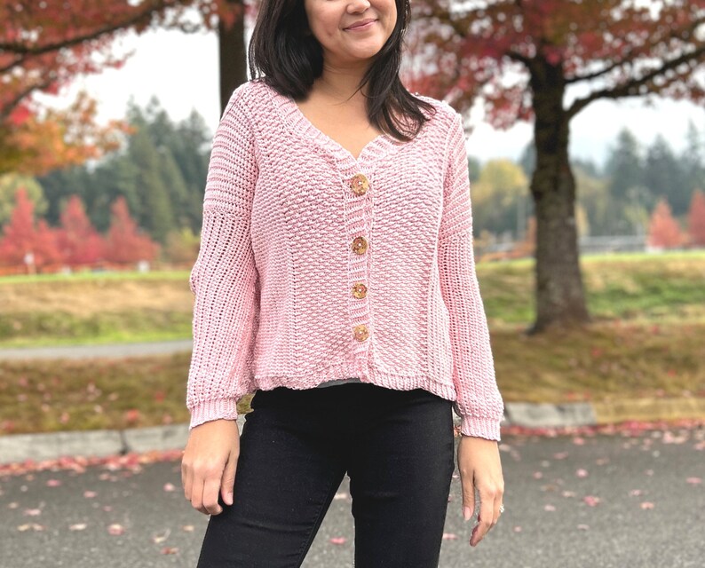 Crochet Button Up Cardigan PDF Pattern with inner Pockets, Soft & Drapey Fall Winter Crochet Cardigan All Sizes, Video tutorial