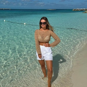 Crochet Lace Crop Top PDF Pattern, Mesh Beach Summer Lightweight, Beginner, All Sizes, + Video