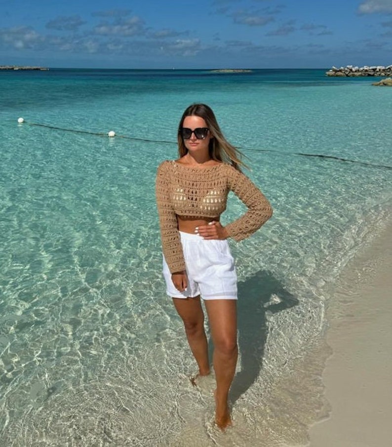 Crochet Lace Crop Top PDF Pattern, Mesh Beach Summer Lightweight, Beginner, All Sizes, + Video