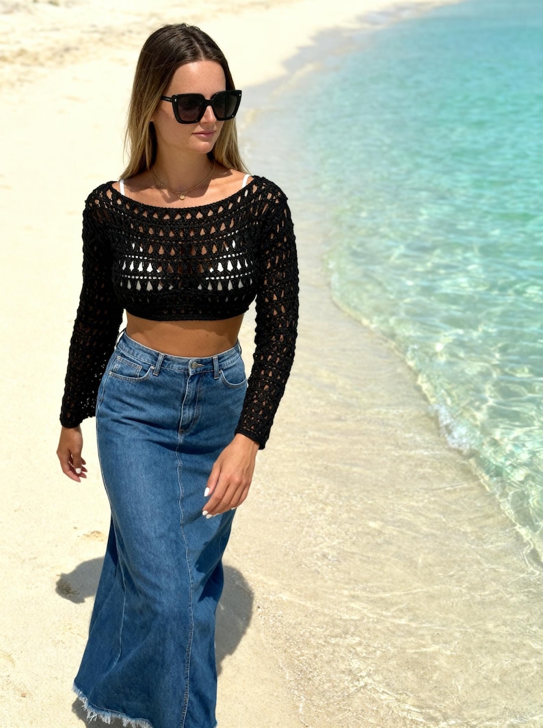 Crochet Lace Crop Top Digital Pattern, Mesh Beach Summer Lightweight, Beginner, All Sizes, + Video