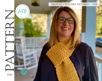 Easy Crochet Scarf Pattern | Keyhole Design (PDF Pattern)