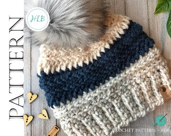 Ada Beanie Crochet Pattern | Super Bulky Unisex Hat (PDF Pattern)