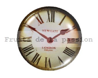 1 cabochon 25mm round glass clock cream