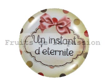 1 cabochon 25mm round glass clock cream